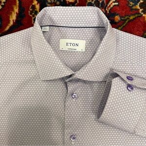Eton Contemporary Fit Dress Shirt – Purple Pattern, Size 41 / 16